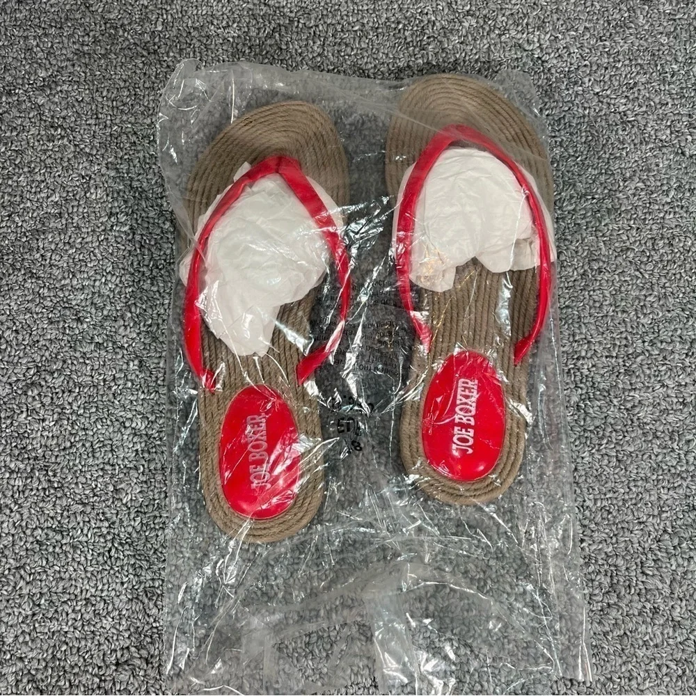 Joe Boxer Sandals Flip Flops Red Womens Size 7/8 New